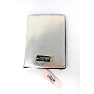Victoria's Secret Metallic Silver Passport Travel Holder With Gold VS Logo (C13)
